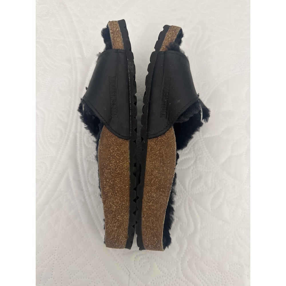 Birkenstock Madrid Single Strap Big Buckle Fur Lined Comfort Sandals Black 38 - Picture 9 of 14